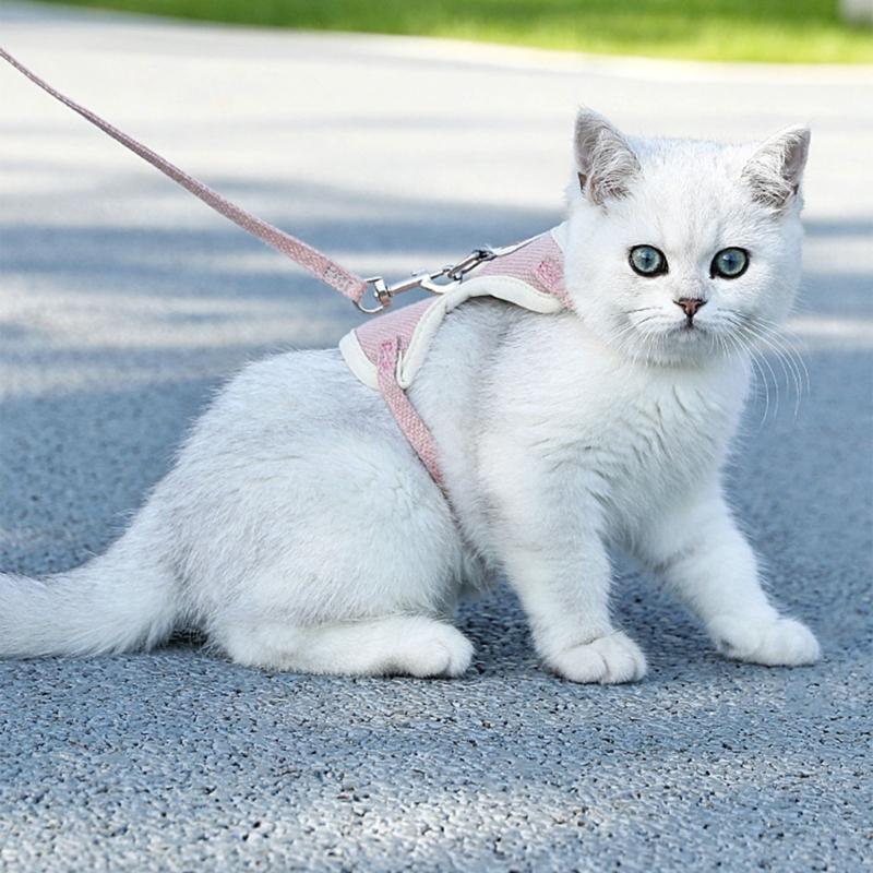 Cat Chest Back Harness Leash Adjustable Length Pet Traction Cat Dog Traction Rope Collar Cat Supplies Pet Harness Belt