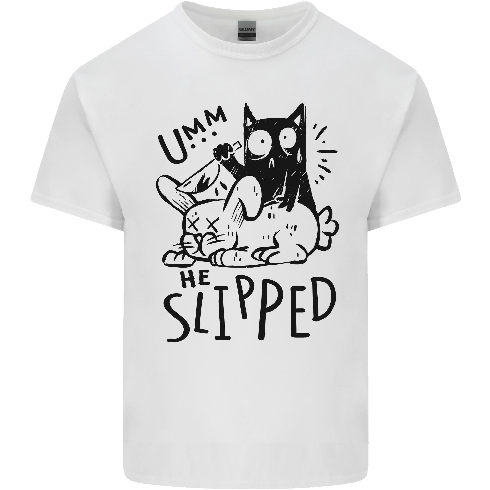 Cat Kills Dog He Slipped Funny Unisexs Light Cotton TShirt S