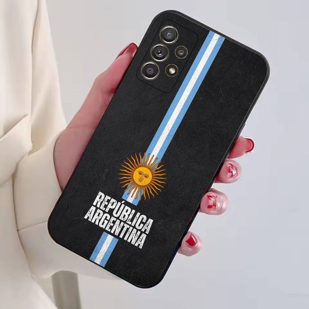 A-Argentina Football Fan Support Flag Phone Case For Samsung S25,S24,S21,S22,S23,S30,Ultra,S20,Plus,Fe,Soft Silicone Black Cover