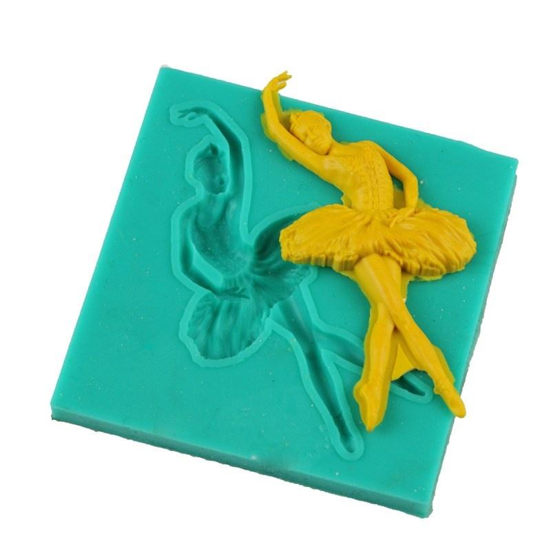 New Ballet Girl Dance Shape Silicone Cake Decorating Molds Lace Chocolate Cake Mould for Party Wedding