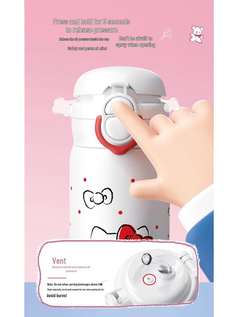 Hello Kitty Insulated Straw Water Bottle for Girls - Cute, Portable, and Perfect for School