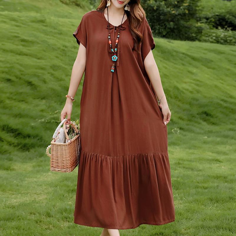 Women's Plus Size Floral Print Short Sleeve Maxi Dress, Loose Casual Summer Sundress (XL-5XL)