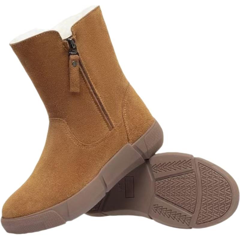 Women's Winter New Shearling High Top Snow Boots Thick Sole Non Slip Thicken Plush Keep Warm Flat Sole Ankle Cotton Boots