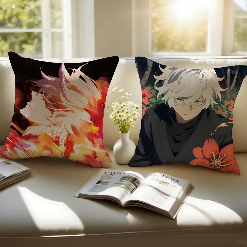 1Pcs H-Hell'S Paradises Anime Style Cushion Cover Pillowcase Short Plush Invisible Zipper Room Sofa Cushion Cover