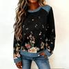Dames sweatshirt met denim kraag en patchworkstiksels, casual trui met lange mouwen.