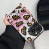 Pink leopard print 2D pattern phone case suitable for iPhone17 16 15 14 13 12 11Pro/Max/Plus anti drop and shockproof back cover