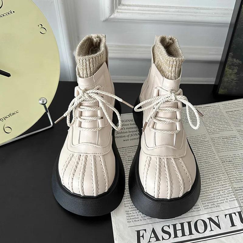 Fashion Women Winter British Style Chelsea Short Boots Ladies Designer Shell Round Toe Ankle Boots PU Leather Platform Booties
