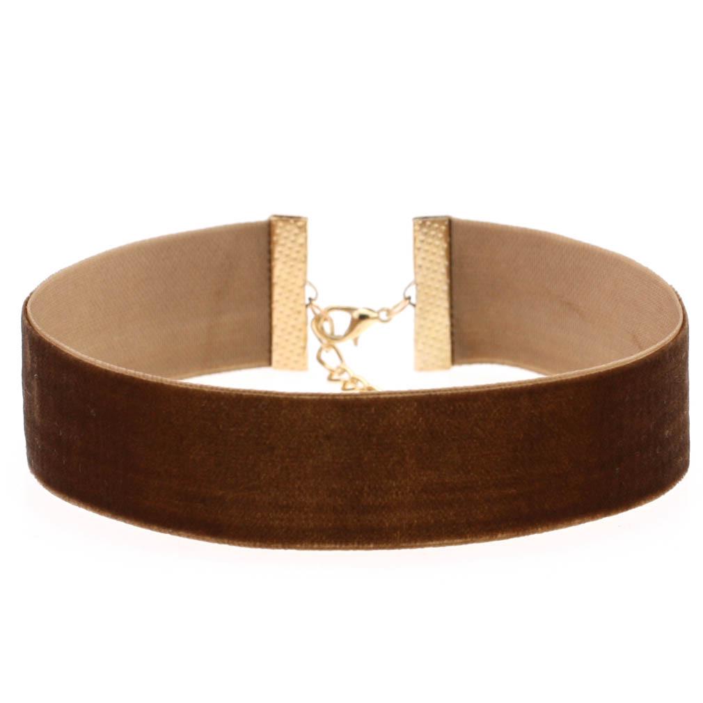 Европейский минималистский ретро-панк-готический бархатный чокер-колье коричневый