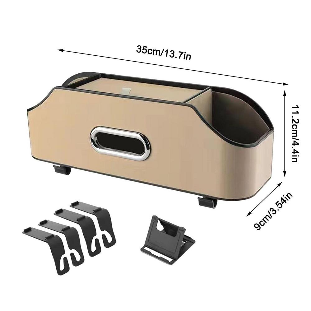 3 In 1 Car Seat Back Cup Holder Storage Box Tissue Box With Hook Auto Backseat Organizer Car Phone Holder For Auto Interior