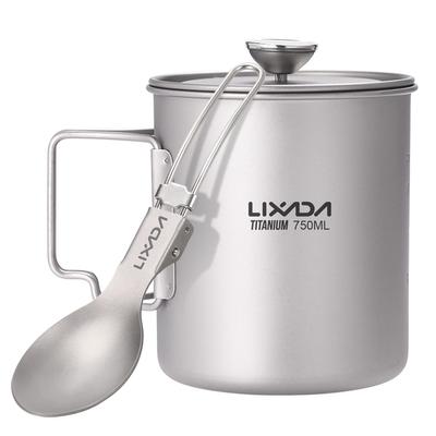Lixada 750ml Titanium Coffee Cup Mug French Press Pot Coffee Maker Outdoor Camping Cooking Pot with
