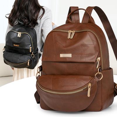 Women's Large Capacity PU Multifunctional Backpack  Vintage School Bag for Ladies  Casual Travel Bags  New Fashion