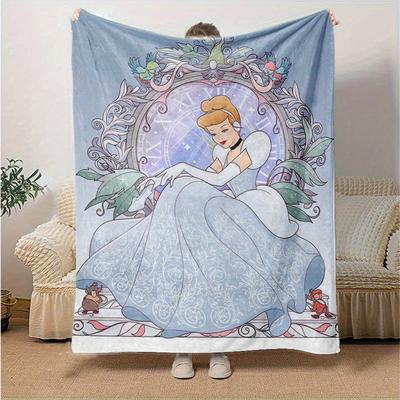 1pc Cinderella's Enchanted Garden: A Magical Home Decor Blanket Perfect for Couches, Beds