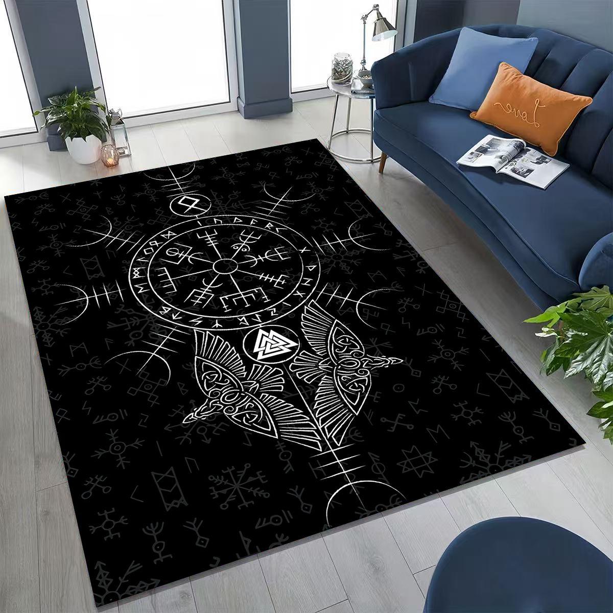 

Nordic Viking Warrior Symbol Valhalla Valknut Rune Moto Rug for Bedroom Living Room Sofa Home Doormat Decor,Non-slip Floor Mat 40x60cm( 15x23in )