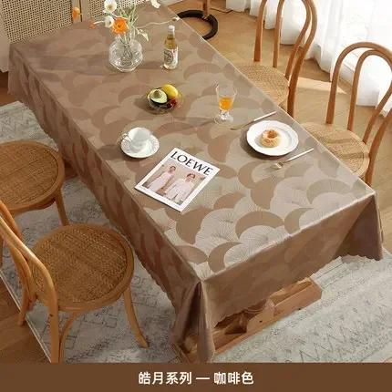 Waterproof Heat-resistant Dining Table Mat Fabric European Style Hotel Home Rectangular Tablecloth PU Printed Round Table Cloth