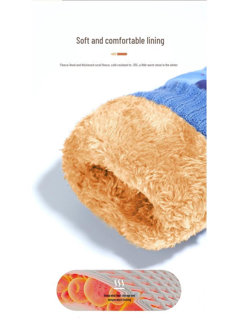 Kids' Waterproof Ski Gloves - Fleece Lined, Thickened Cotton for Winter Play