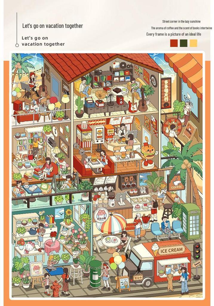 DIY Miniature Scene Book 9: Fun 3D Cartoon Landscapes & Houses Stickers for Girls