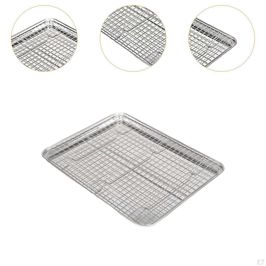 Baking Sheet with Rack Pan Bakeware Wire Stainless Steel Drain Tray for Restaurants