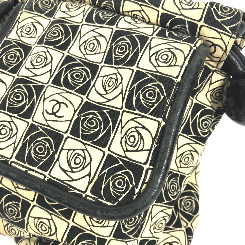 CHANEL Coco ball Camellia CC CC Mark Shoulder Bag Tote Bag Canvas Black/White