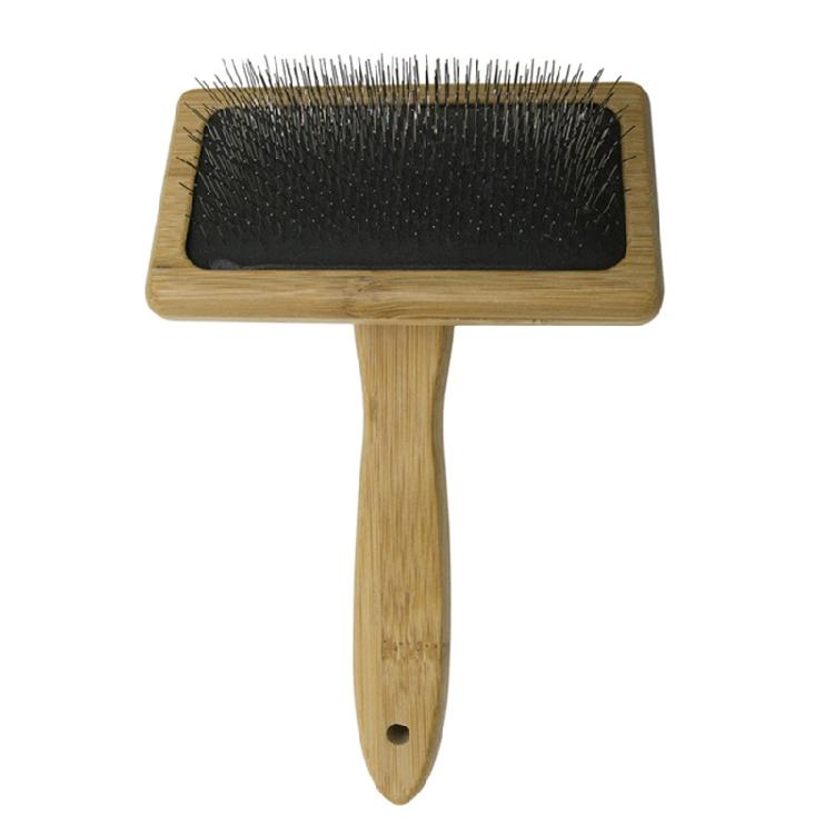 Cats Brush Bamboo Wood Handle Dog Grooming Comb Gently Removes Loose Hair Tan