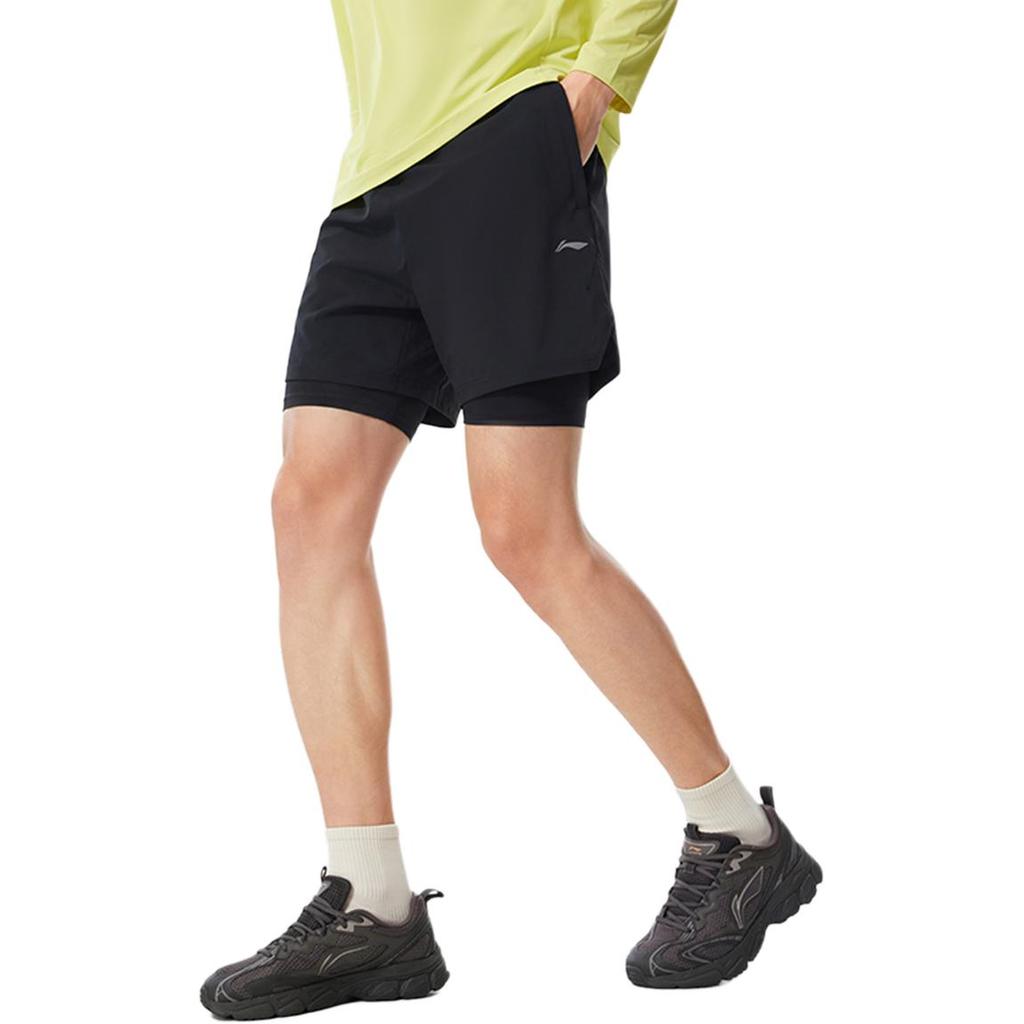 Li Ning Fitness Series Logo Stitching Sports Casual Shorts Men Shorts AKSW245-4