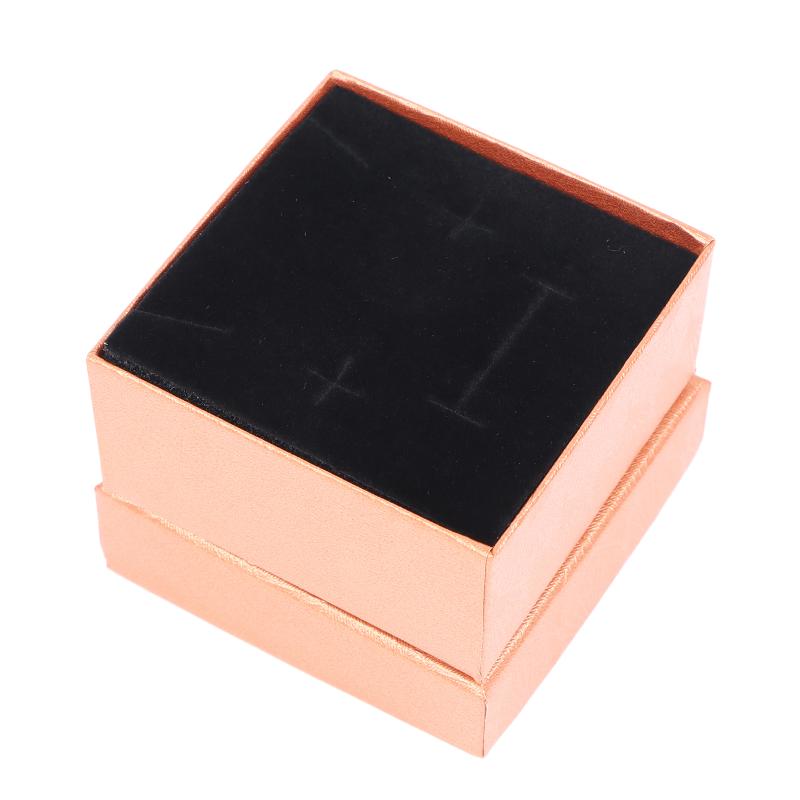 5Pcs 7X7Cm Cardboard Jewelry Packaging Box Necklace Earring Bracelet Box Paper Gift Storage Case With Black Sponge