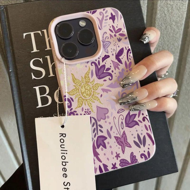 Purple Sun Leaf Lichee Pattern Silicone Phone Case for iPhone 17 16 Cases iPhone 15 14 13 12 11 Pro Max XS X XR Plus 17Air Cover
