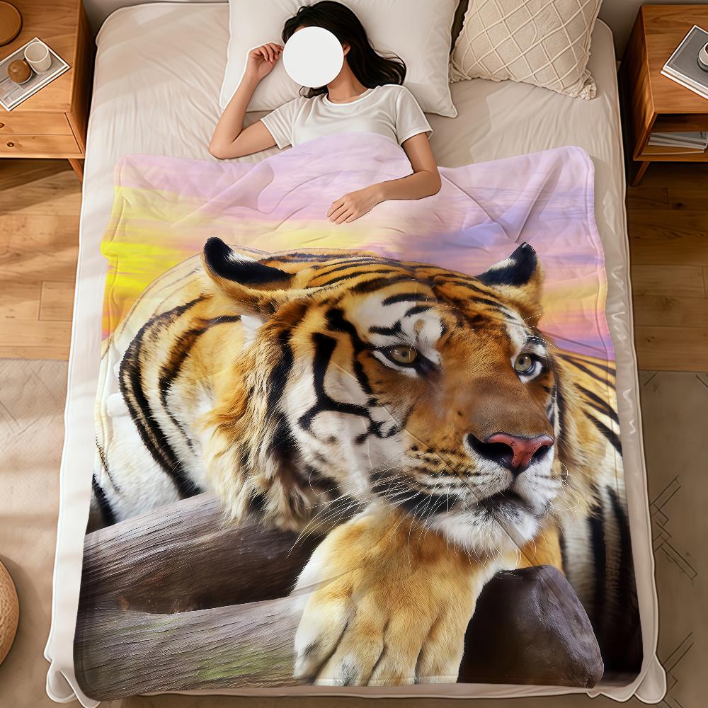 

cool fashion Tiger Fantas face soft warm plush blanket for dormitory sofa living room pet hogar bedroom gift nap home Flannel 75x90cm