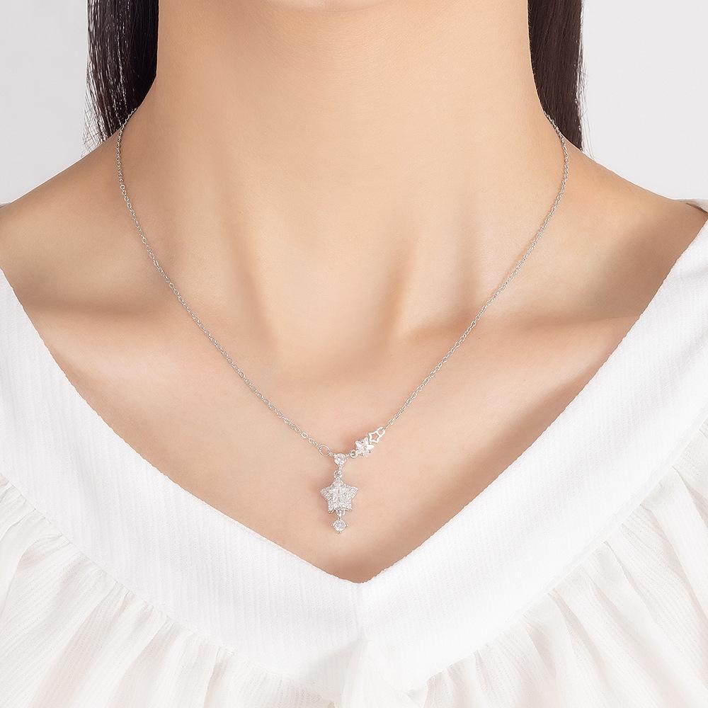 925 Sterling Silver Fashion Light Luxury Star Tassel Zircon Pendant Necklace Birthday Party Anniversary Gift