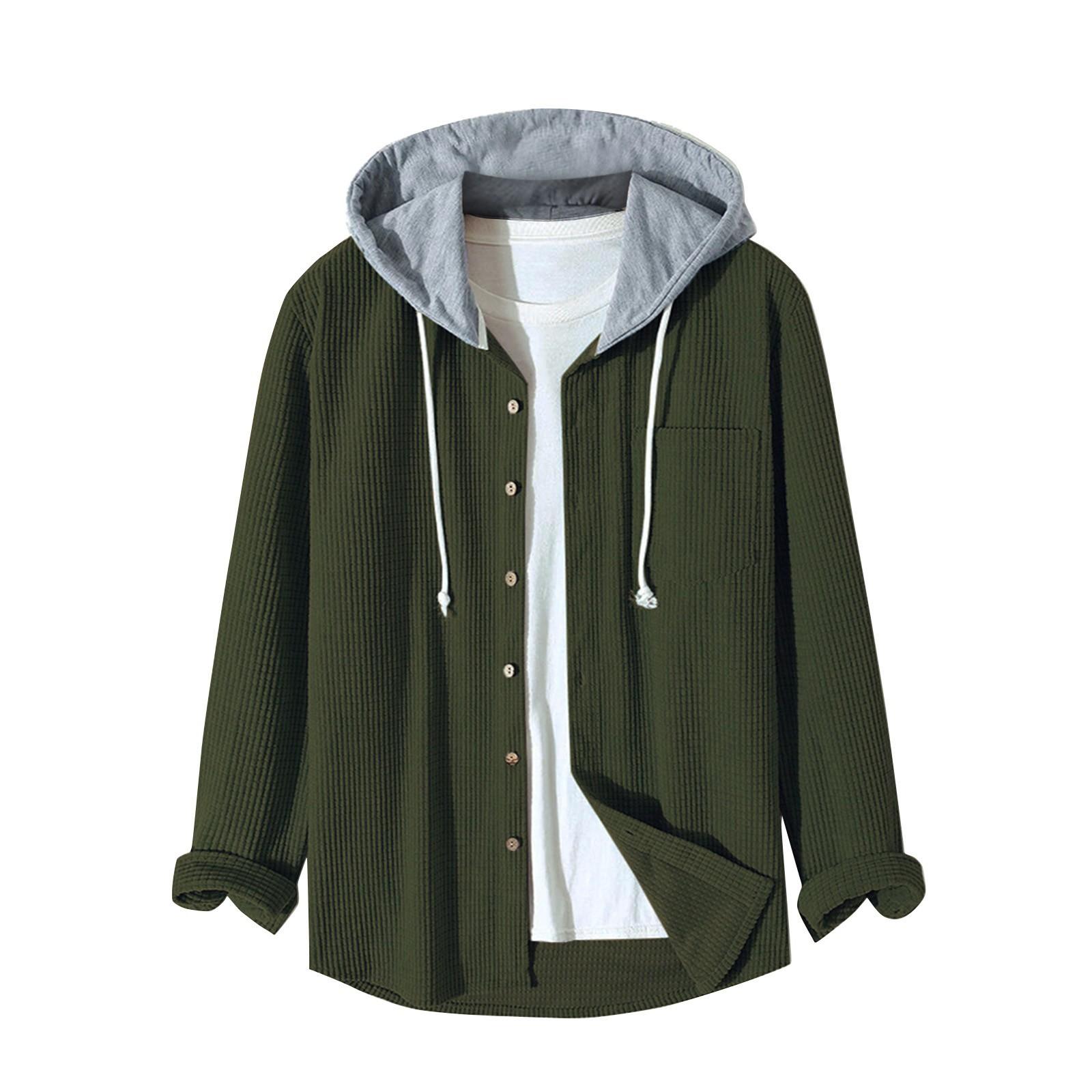 Мужская маленькая клетчатая рубашка с капюшоном и пуговицами — фото 8