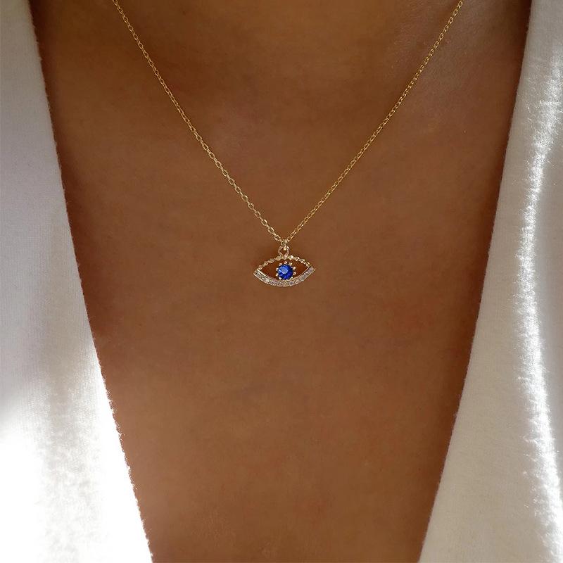 Fashion Evil Eye Necklace For Women Minimalist Classic Turkish Blue Eyes Pendant Choker Fatima Hand Clavicle Chain Lucky Jewelry