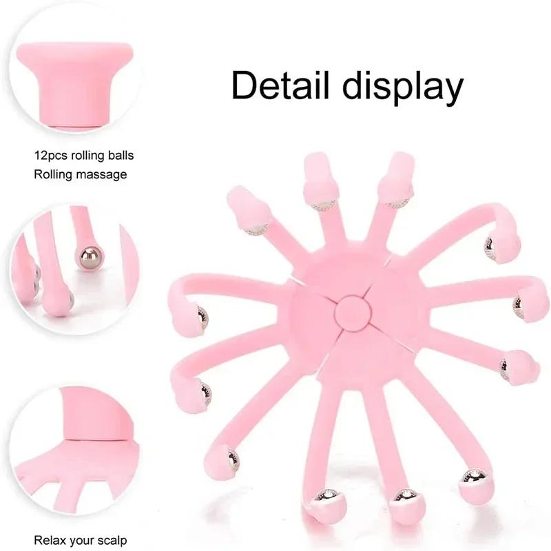 Head Massager Scalp 18 Claw Neck Comb Roller Finger Steel Ball Hand Held Relax Spa Hair Care Home scalp massager for hair growth