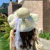 Large Brim Straw Hat Flower Wide Brim Hat Fashion Sun Hat  Sun Shading