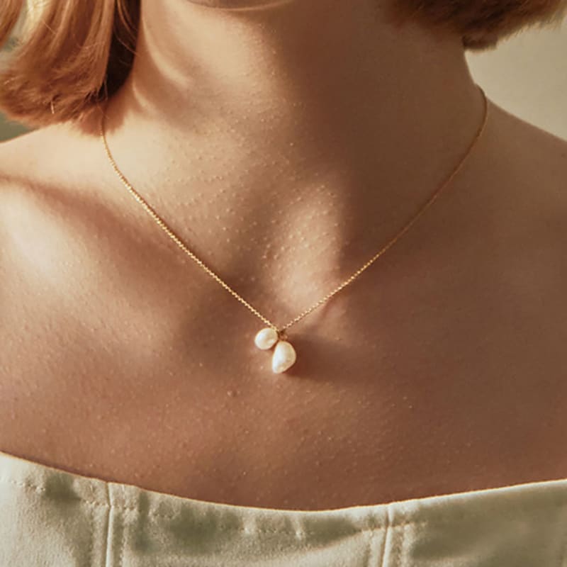 Charmy 18k Gold Plated Twin Pearl-necklace