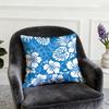 1Pcs Cushion Cover Blue Background with White Patterns Including Flowers and Monstera Leaves Fresh Decorative Patterns Sam