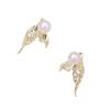Boucle d'oreille clou Tendance Queue de Poisson Cœur Cristal Perle d'Imitation pour Femmes Tempérament Mignon Géométrie Bijou Cadeau