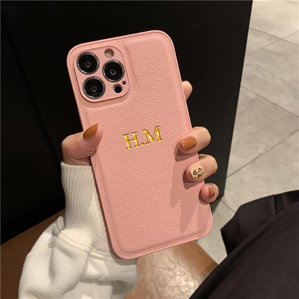 Personalisierte Handyhülle für iPhone 17 16 15 14 13 12 11 Pro Max Plus 17Air Luxuriöses PU-Leder Initialen Name Geschenk Hülle