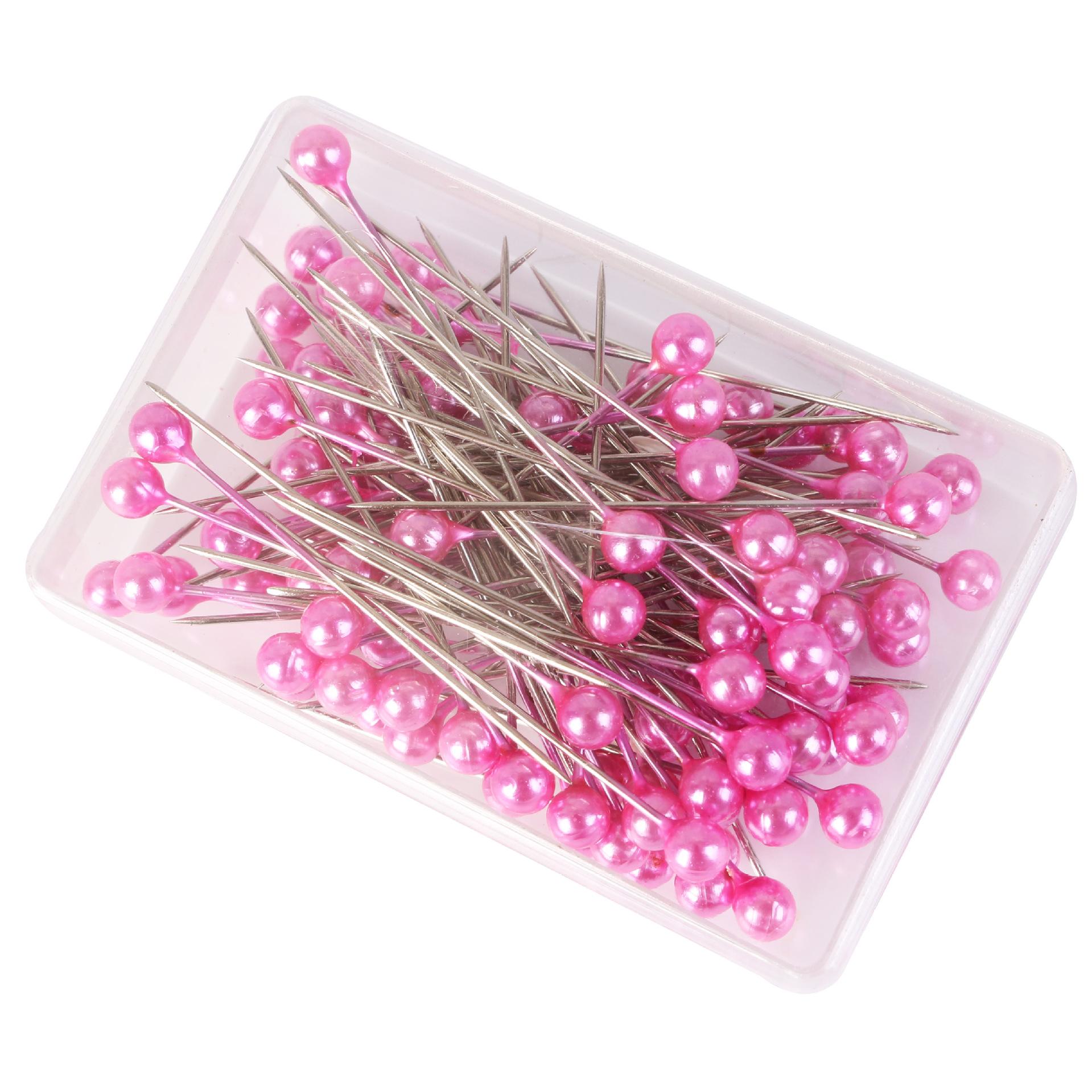 

100 шт. в упаковке, цветные никелированные перламутровые иглы, сделай сам, позиционирование одежды, декоративные иглы для бисера, аксессуары для шитья розовый