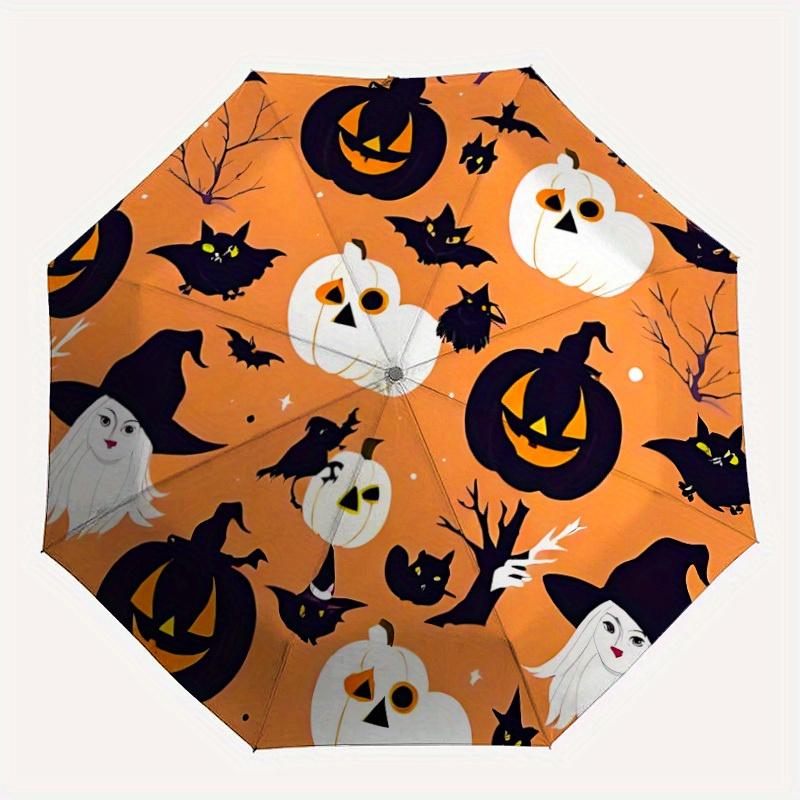 

1pc Halloween Automatic Folding Umbrella - 8-Rib Iron Frame, Portable Sunshade with Plastic Handle yy250731232