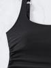 2025 Women's Solid Color U-Neck Boyleg High Waist Tankini
