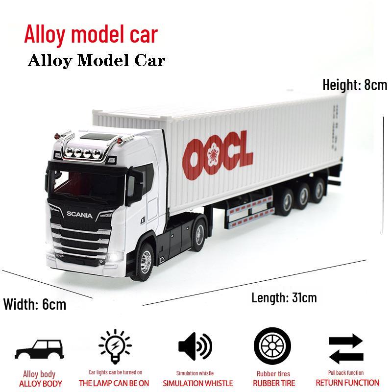 Scania Alloy Container Truck Model - Double-Layer Semi-Trailer Toy