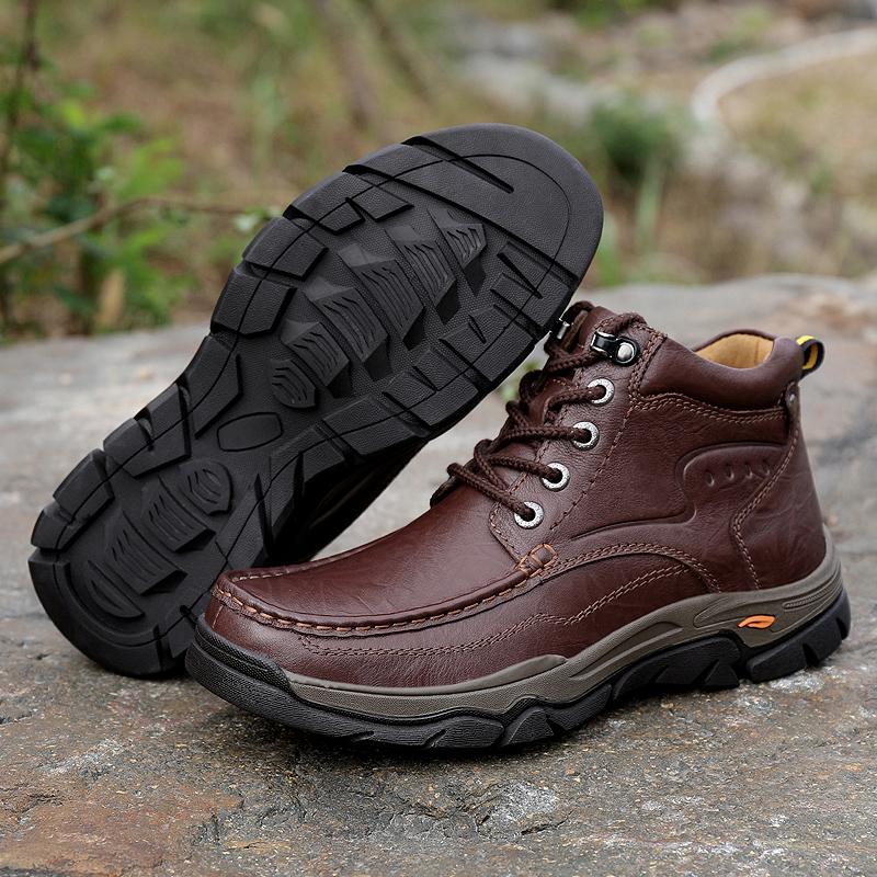 Luxury Men Autumn Winter Shoes New High Top Ankle Boots Outdoor Walking Snow Boots High Quality Winter Plush Man Motocross Botas