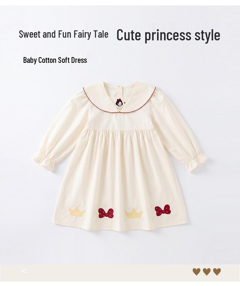 2026 Autumn Girls' Cartoon Princess Embroidery Dress with Doll Collar