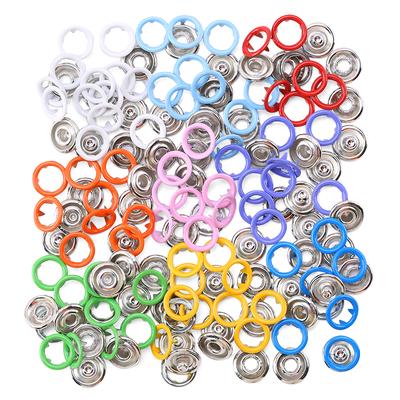 Hollow Ring Metal Snap Buttons Set Clothes Accessories Cardigan Press Buttons For Dolls Clothing 10 Colors Without Pliers Tool
