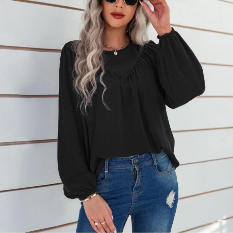 

YYFS женские модные повседневные однотонные пуловеры с круглым вырезом и длинными рукавами, осень-зима с однотонным принтом S