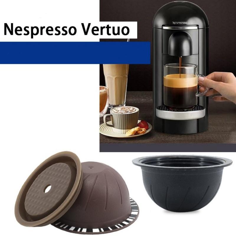 150ml/230ml Nespresso Vertuo Coffee Capsule Cup Reusable PP Coffee Capsule Shell with Silicone Cover Brush Powder Pressing Spoon