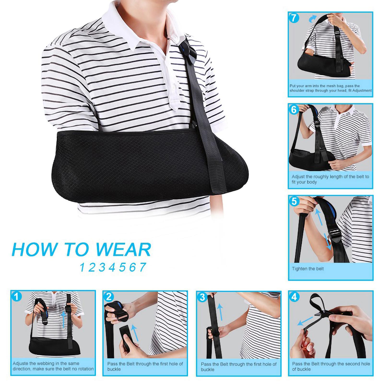 

Universal Arm Sling Adjustable Shoulder Strap for Adults Unisex Black