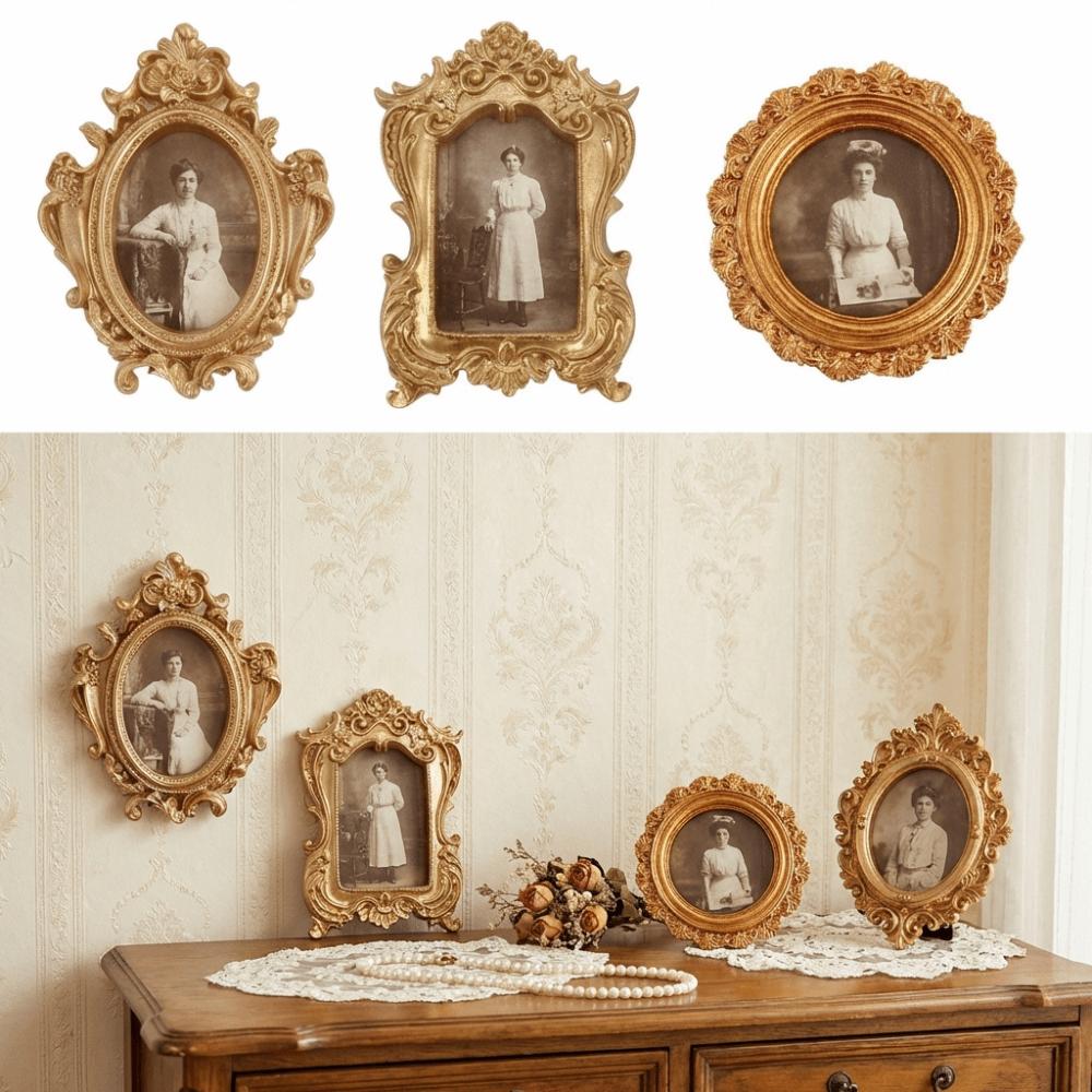 Elegant Vintage Picture Frame Resin Ornate Details Gold Antique Frame Can Be Placed Can Be Hung Baroque Decor Frame