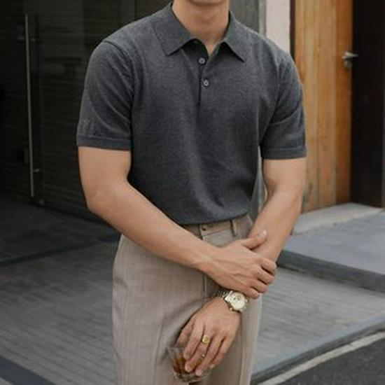 Men's Ice Silk Mesh Polo Shirt - Short-Sleeved, Lightweight, Summer Top with Shirt Collar
