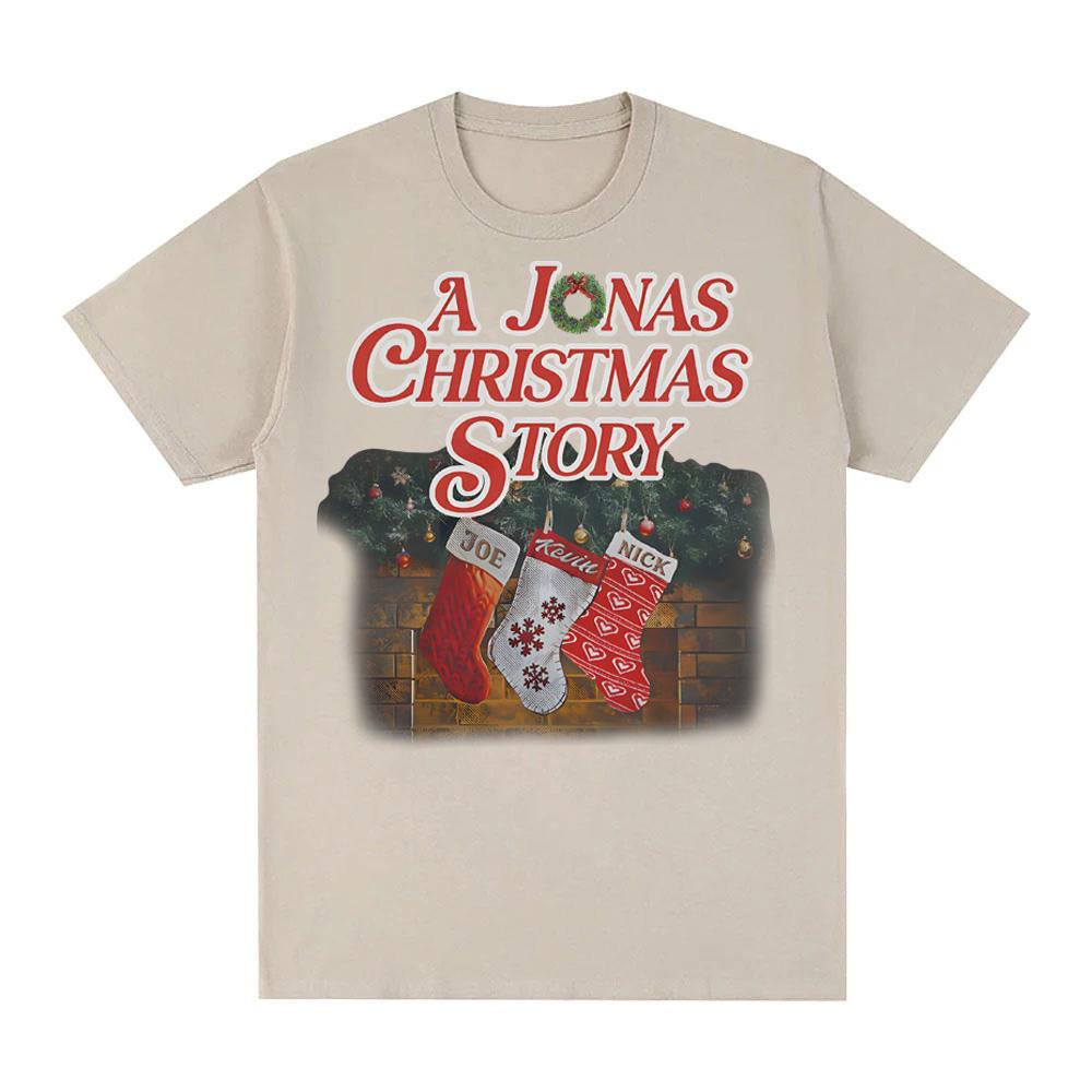 Ein Jonas Weihnachtsgeschichte T-Shirt 2025 Jonas Bands Gleicher Stil T-Shirt Harajuku Hohe Qualität 100% Baumwolle Weihnachtsfeiertags Kostüme