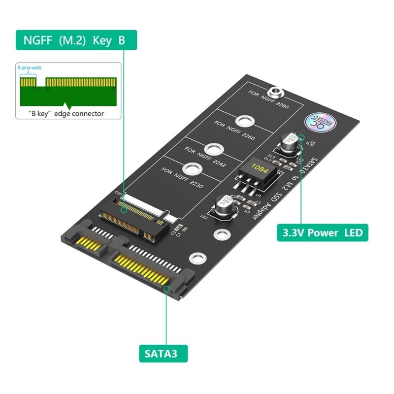 2.5inch SATA3.0 M.2 to SATA3.0 Adapter Card B Key SSDs Converter M.2 Driver for M.2 2280 2260 2242 2230 SSDs